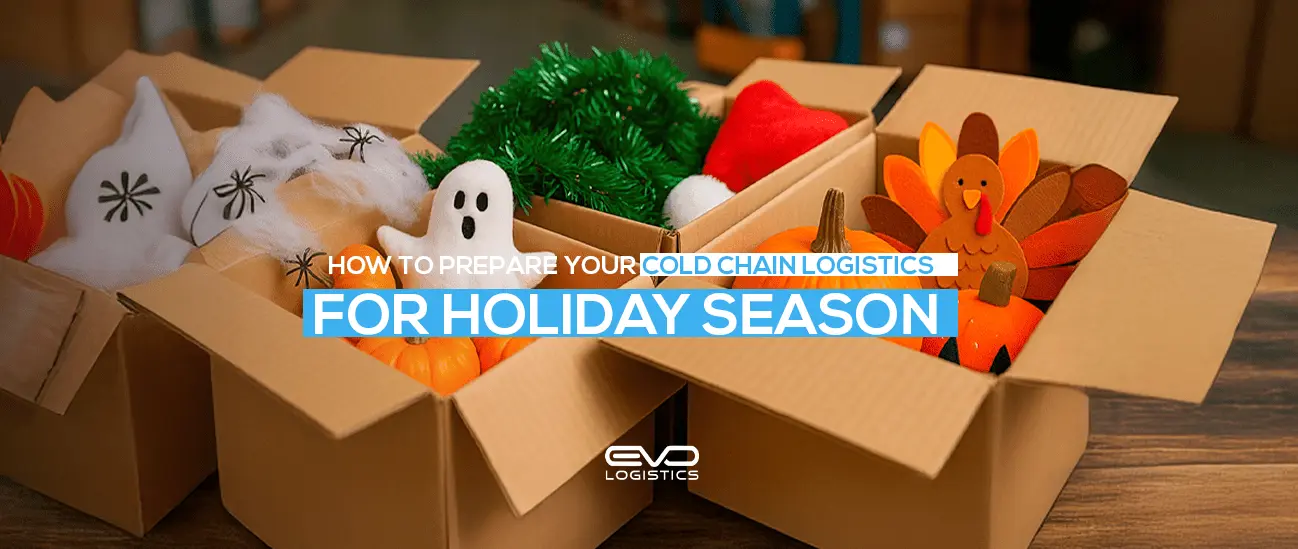 A decorative holiday box with seasonal ornaments representing the preparation and organization behind cold chain logistics during the holiday season.