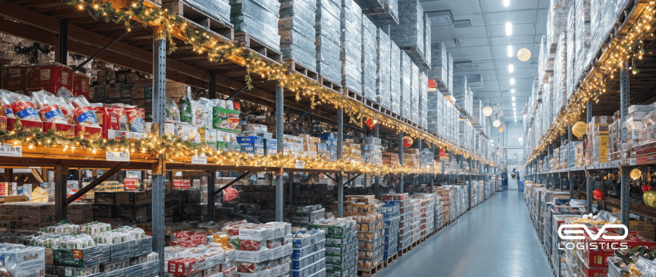 Holiday food safety during Christmas ensured by cold chain logistics handling refrigerated food products